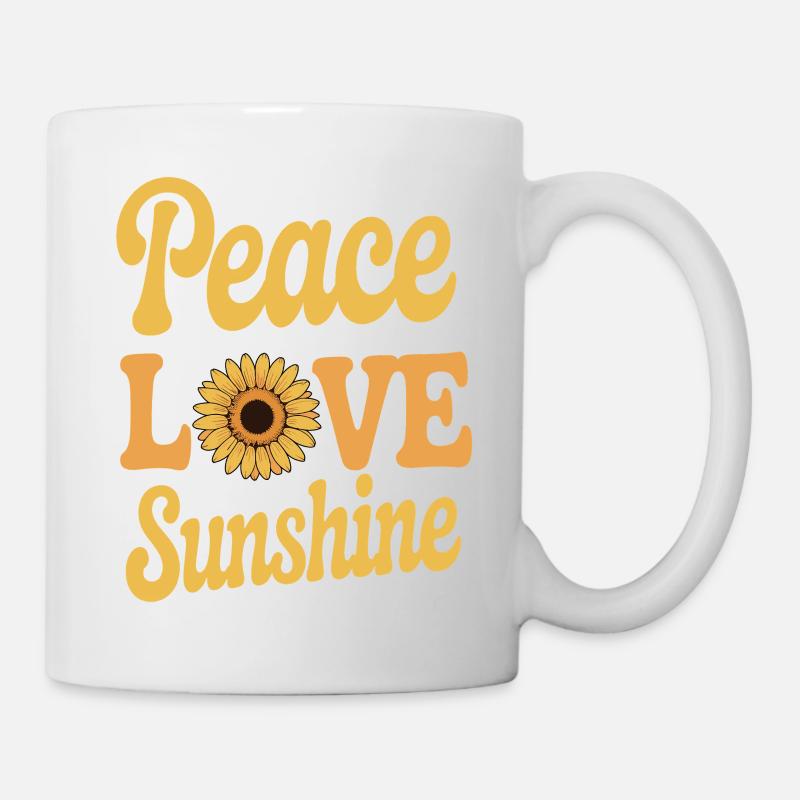 Sonnenblume - peace & love - Tasse - Weiß