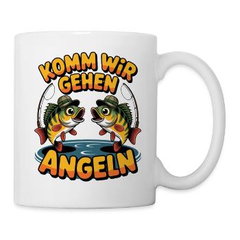 Komm Wir Angeln Fische Design - Tasse - Weiß - Rechts