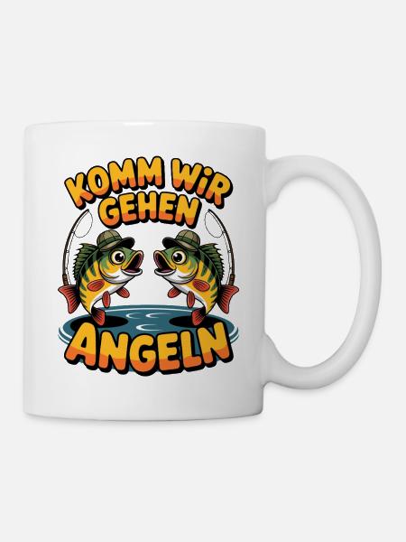 Komm Wir Angeln Fische Design - Tasse - Weiß