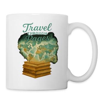 Travel Through Pages World Map Books - Mug - white - Right