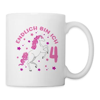 4 Jahre alt Pferd Endlich Bin Ich 4 Mädchen 4. - Tasse - Weiß - Rechts