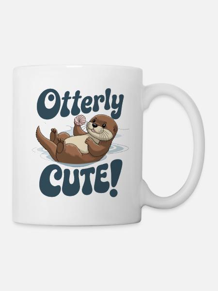 Otterly Süß Niedlicher Otter Mit Muschel - Tasse - Weiß