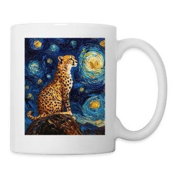 Guépard Léopard Style Van Gogh Étoilé - Mug blanc - blanc - Droite