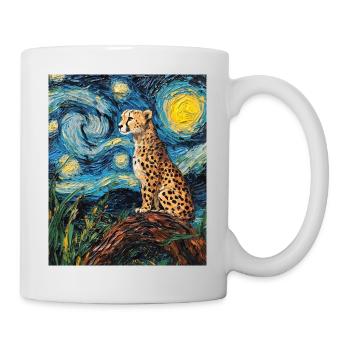 Guépard Léopard Style Van Gogh Étoilé - Mug blanc - blanc - Droite