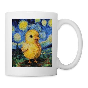 Poussin Poulet Coq Style Van Gogh Étoilé - Mug blanc - blanc - Droite