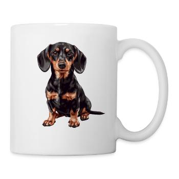 Charming dachshund portrait on fabric - Mug - white - Right