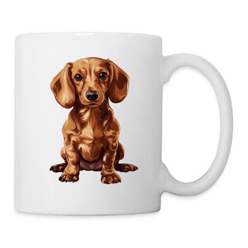Niedlicher Dackel mit Charme - Tasse - Weiß - Rechts