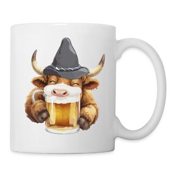 Volksfest Bulle mit Bierglas Bierfest Bierzelt  - Tasse - Weiß - Rechts