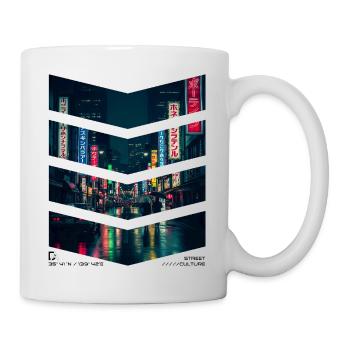 Neonlicht Stadtbild Japanisch Nachtleben - Tasse - Weiß - Rechts
