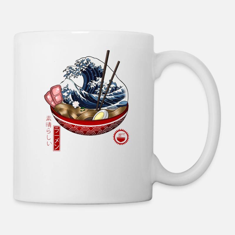 Kawaii Wave Ramen Bowl Design - Mug - white