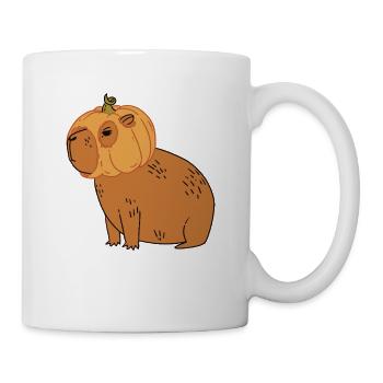 Capybara mignon et drôle avec un chapeau de citrouille pour Halloween - Mug blanc - blanc - Droite