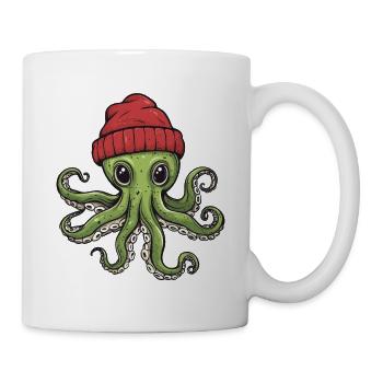 Humorous octopus with hat - Mug - white - Right