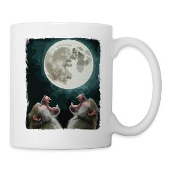 Mond und Pavian Nachthimmel - Tasse - Weiß - Rechts