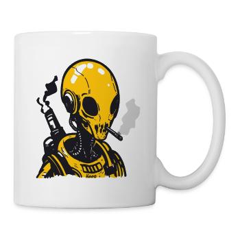 Futuristisches Schädel Astronaut Design - Tasse - Weiß - Rechts
