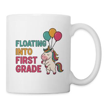 Licorne avec des ballons et premier jour d’école - Mug blanc - blanc - Droite