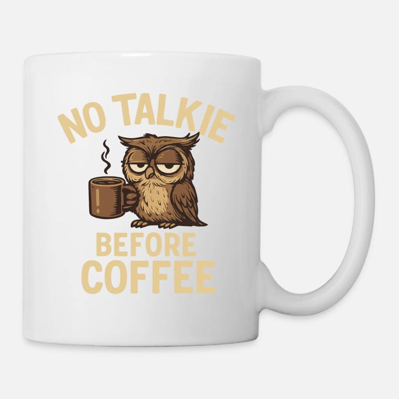 Owls with coffee cup and statement - Mug - white