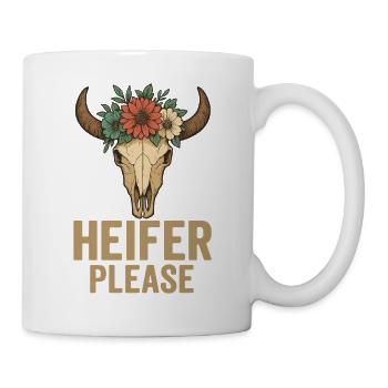 Couronne florale tête de vache design - Mug blanc - blanc - Droite