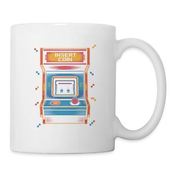 Insert Coin Retro Arcade Spielhalle Pixel - Tasse - Weiß - Rechts