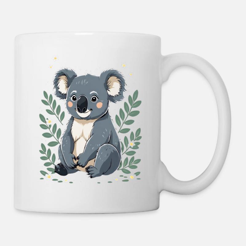 Niedlicher Koala mit Blumenkranz - Tasse - Weiß