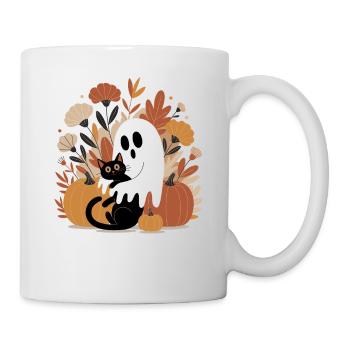 Ghost Pumpkin Cat Cute Halloween Autumn - Mug - white - Right