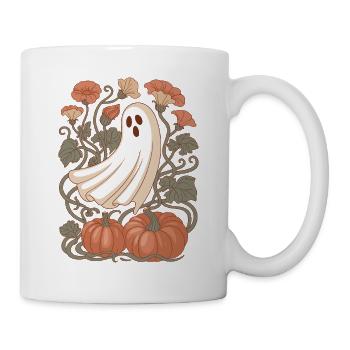fleurs de citrouille automne fantôme Halloween - Mug blanc - blanc - Droite