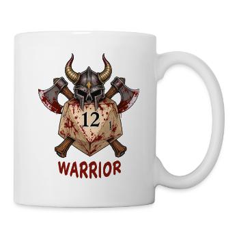 W20 mit Ritterhelm & Äxten – Warrior Dice - Tasse - Weiß - Rechts
