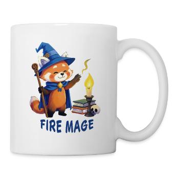 Red Panda Magician – Fire Mage Cartoon - Mug - white - Right