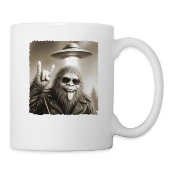 Rock, Rocker, Rock Musik, Rock Hand, Bigfoot UFO - Tasse - Weiß - Rechts