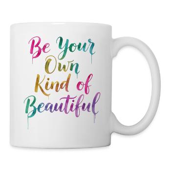 Inspirierendes Regenbogen-Zitat T-Shirt - Tasse - Weiß - Rechts
