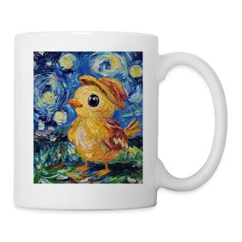 Poussin Poulet Coq Style Van Gogh Étoilé - Mug blanc - blanc - Droite