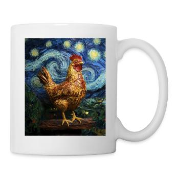 Poulet Coq Poulets Style Van Gogh Étoilé - Mug blanc - blanc - Droite