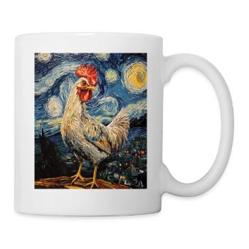 Poulet Coq Poulets Style Van Gogh Étoilé - Mug blanc - blanc - Droite