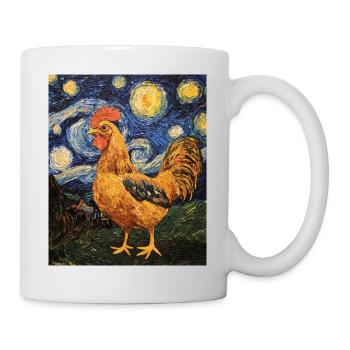 Poulet Coq Poulets Style Van Gogh Étoilé - Mug blanc - blanc - Droite