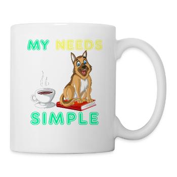 German Shepherd, Books and Coffee – Dog Lover Tee - Mug - white - Right
