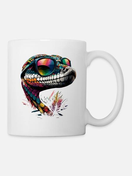 Schlange Python Kobra Klapperschlange Schlangen - Tasse - Weiß