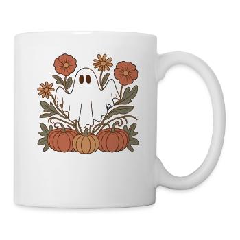 fleurs de citrouille automne fantôme Halloween - Mug blanc - blanc - Droite