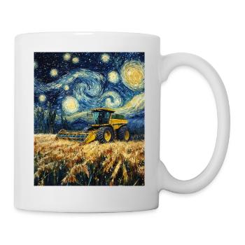 Combine Harvester Farmer Van Gogh Style Starry - Mug - white - Right
