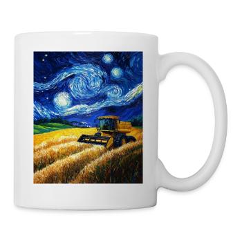 Combine Harvester Farmer Van Gogh Style Starry - Mug - white - Right