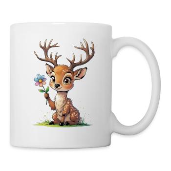 Niedlicher Rehkitz mit Blume - Tasse - Weiß - Rechts