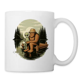 Pêche, Pêcheur, Pêcheur, Pêche, Bigfoot, Alien - Mug blanc - blanc - Droite