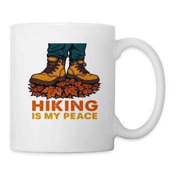 Wandern Hiking Is My Peace Herbst Herbstblättern - Tasse - Weiß - Rechts