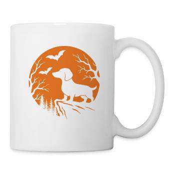 Weiner Dog Moon Spooky Halloween Dachshund - Mug - white - Right