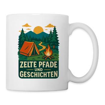 Zelte Pfade Und Geschichten Camping Abenteuer - Tasse - Weiß - Rechts