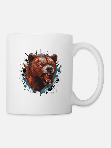 Grizzly Bär Kopf - Tasse - Weiß