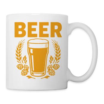 Vintage Bierglas mit Hopfen - Tasse - Weiß - Rechts