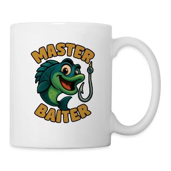 Master Baiter – witziges Angler-Wortspiel - Tasse - Weiß - Rechts