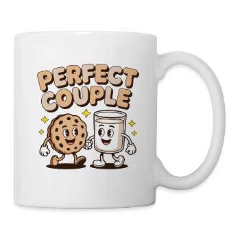 Perfect Couple Cookie Milk Fun Cartoon Design - Tasse - Weiß - Rechts