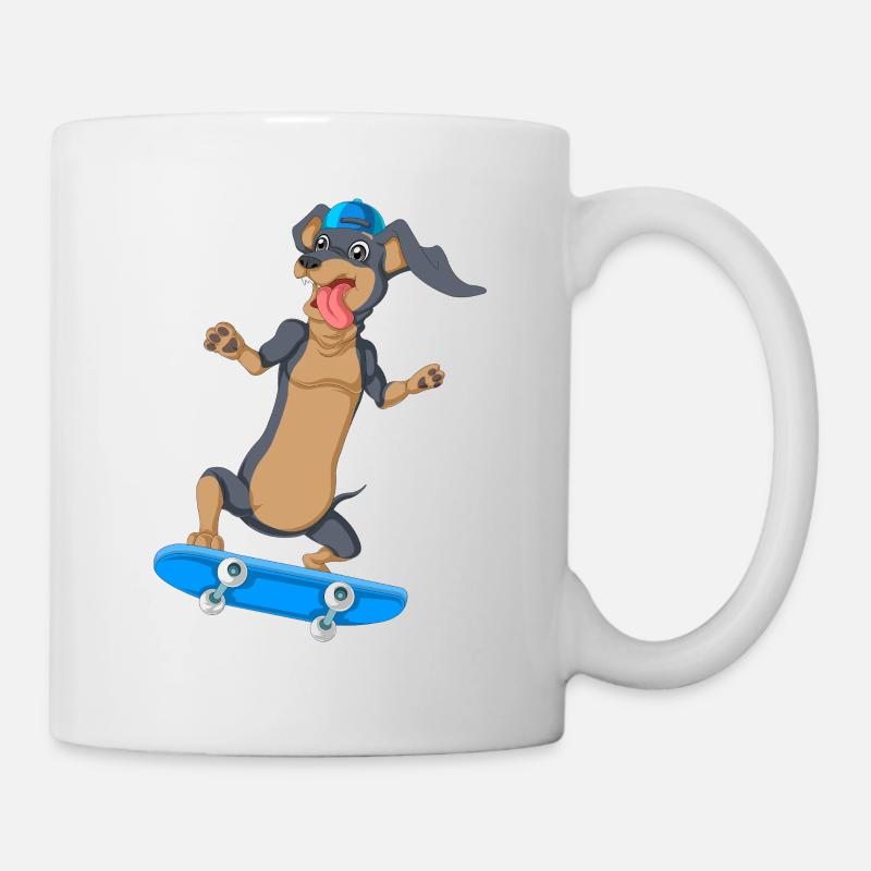 T-shirt de skateboard teckel - Mug blanc - blanc