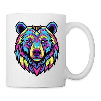 Neon Tribal Bär Illustration - Tasse - Weiß - Rechts