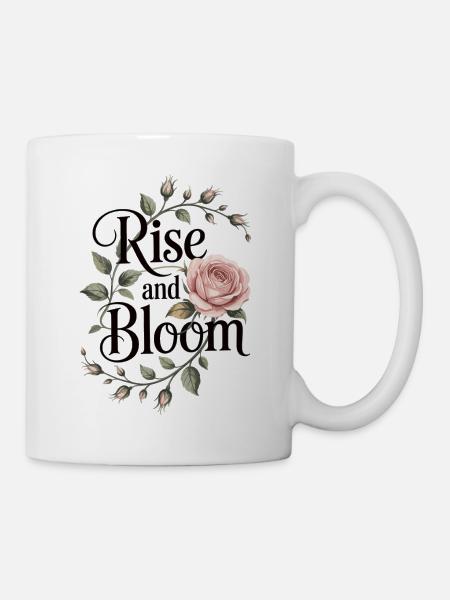 Elegantes Blumenshirt mit Rose - Tasse - Weiß